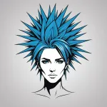 wig of blue hair with two large spikes image